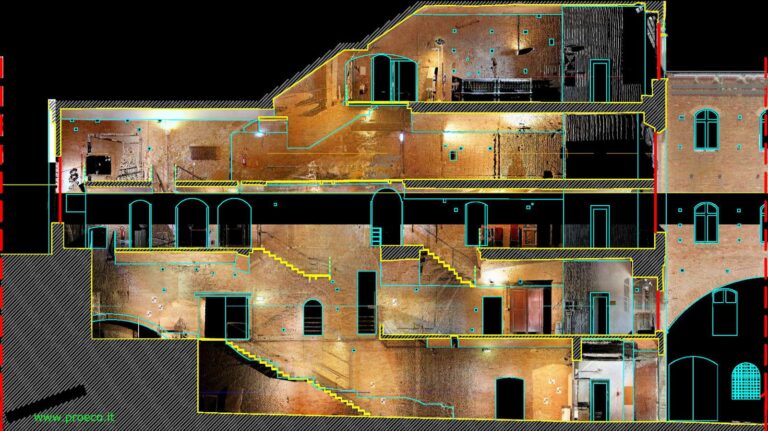 04 Palazzo Comunale Siena Sezione Scala Con Cad Rilievi Laser Scanner3d Proeco