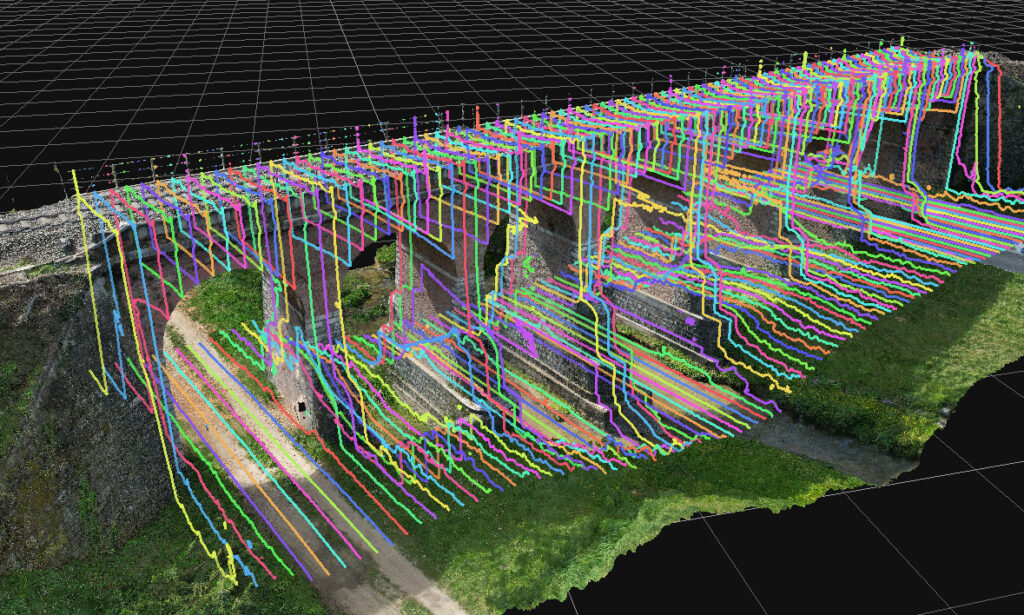 modello 3d con sezioni cad di un ponte sottoposto ad ispezione