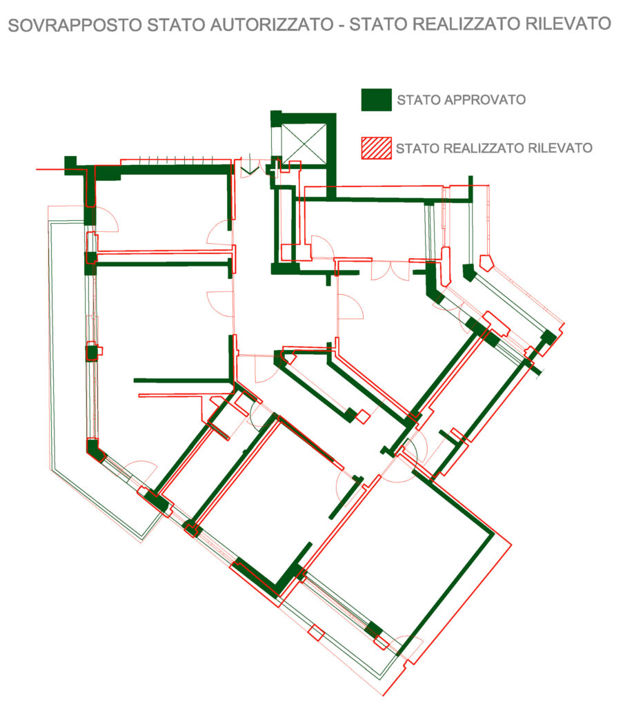 Confronto tra pianta CAD e stato rilevato con laser scanner 3D per individuazione difformità