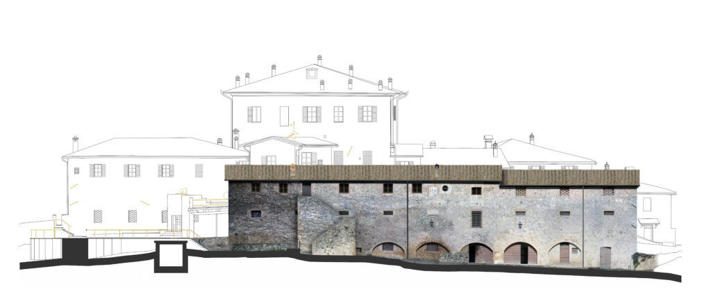 Prospetto architettonico ricavato da rilievo laser scanner per analisi dello stato legittimo