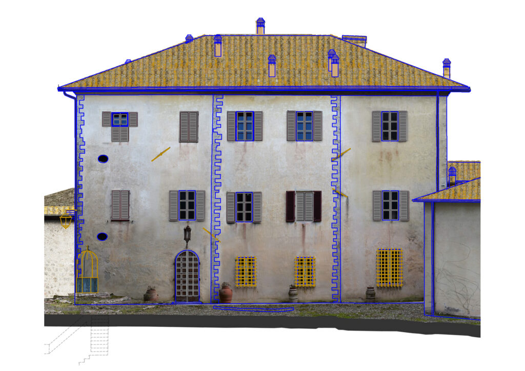 Rilievo prospetto edificio storico per verifiche tecniche e compravendita