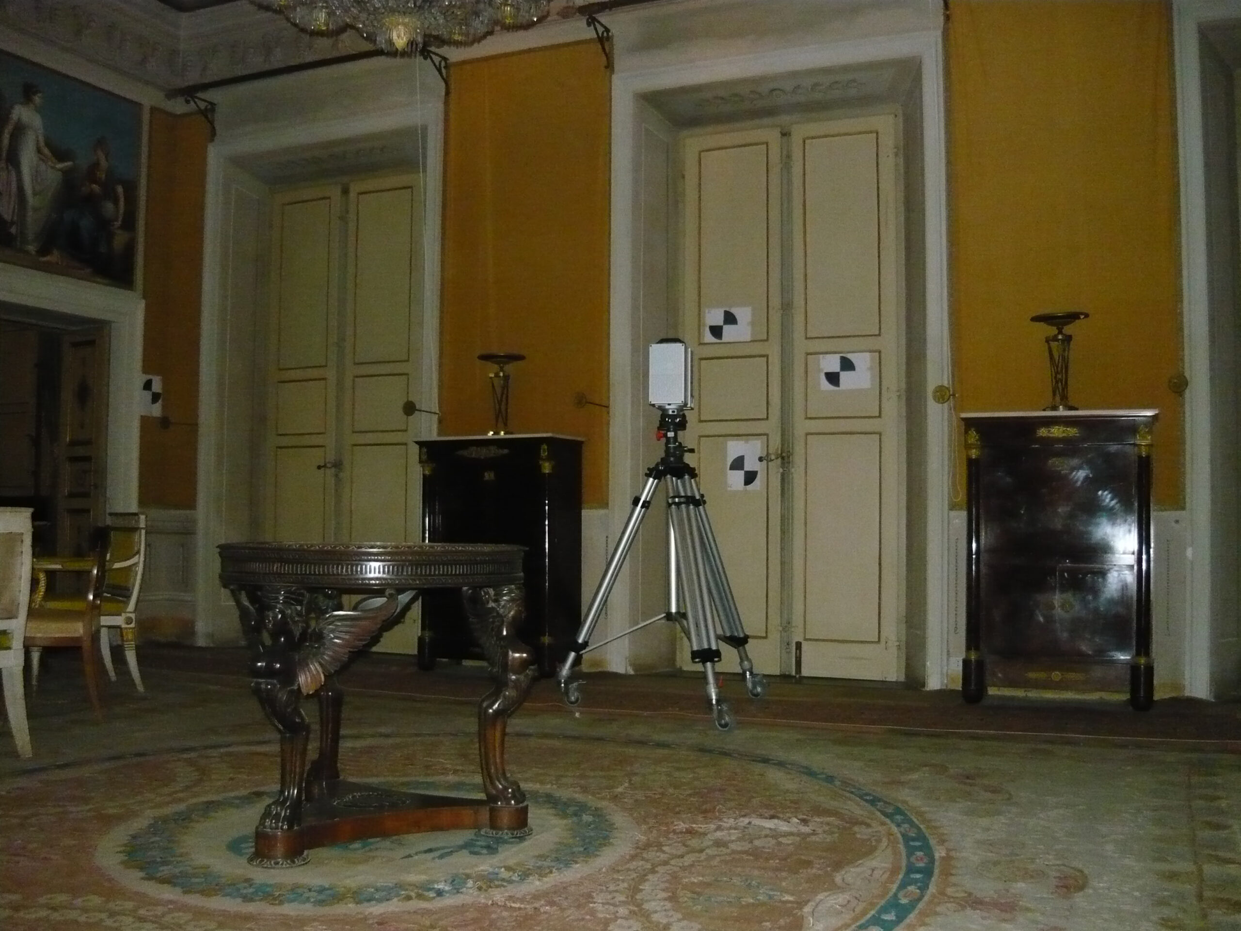 Rilievo laser scanner 3D in interno di hotel per documentazione tecnica e verifica dello stato di fatto